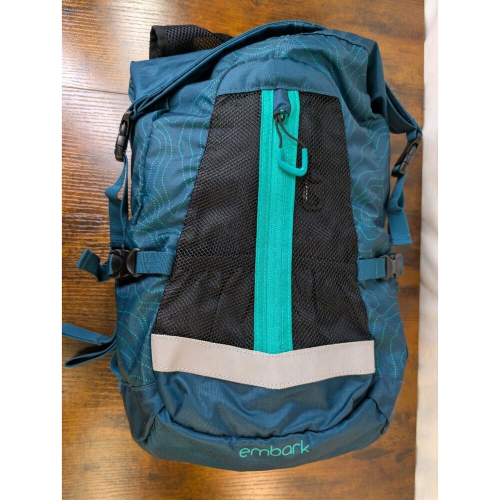 Embark 25L Lightweight Hiking Daypack Backpack Teal Topographic Blue Green 20.5"